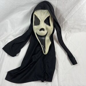 Vintage Ghostface Fun World Div Chin Stamp Scream Mask Hood Rare Smile Grin GLOW